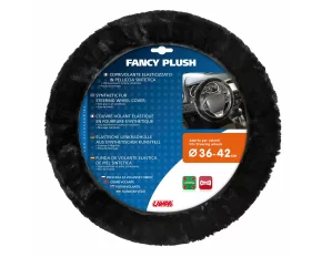 Husa volan din blana sintetica Fancy Plush - Ø 36/42cm - Negru