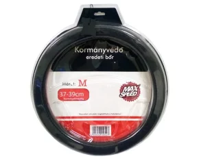 Husa volan din piele Maxspeed - M - Ø 37/39cm - Negru