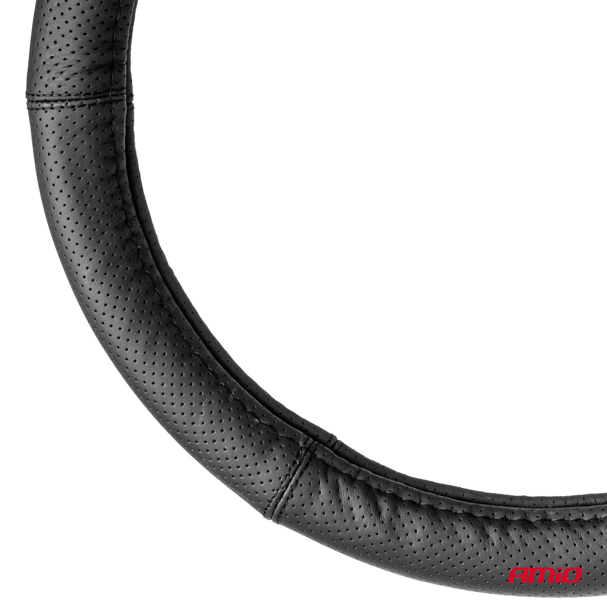 Amio perforated leather steering wheel cover SWC-50-M - Ø 37-39 cm - Black thumb