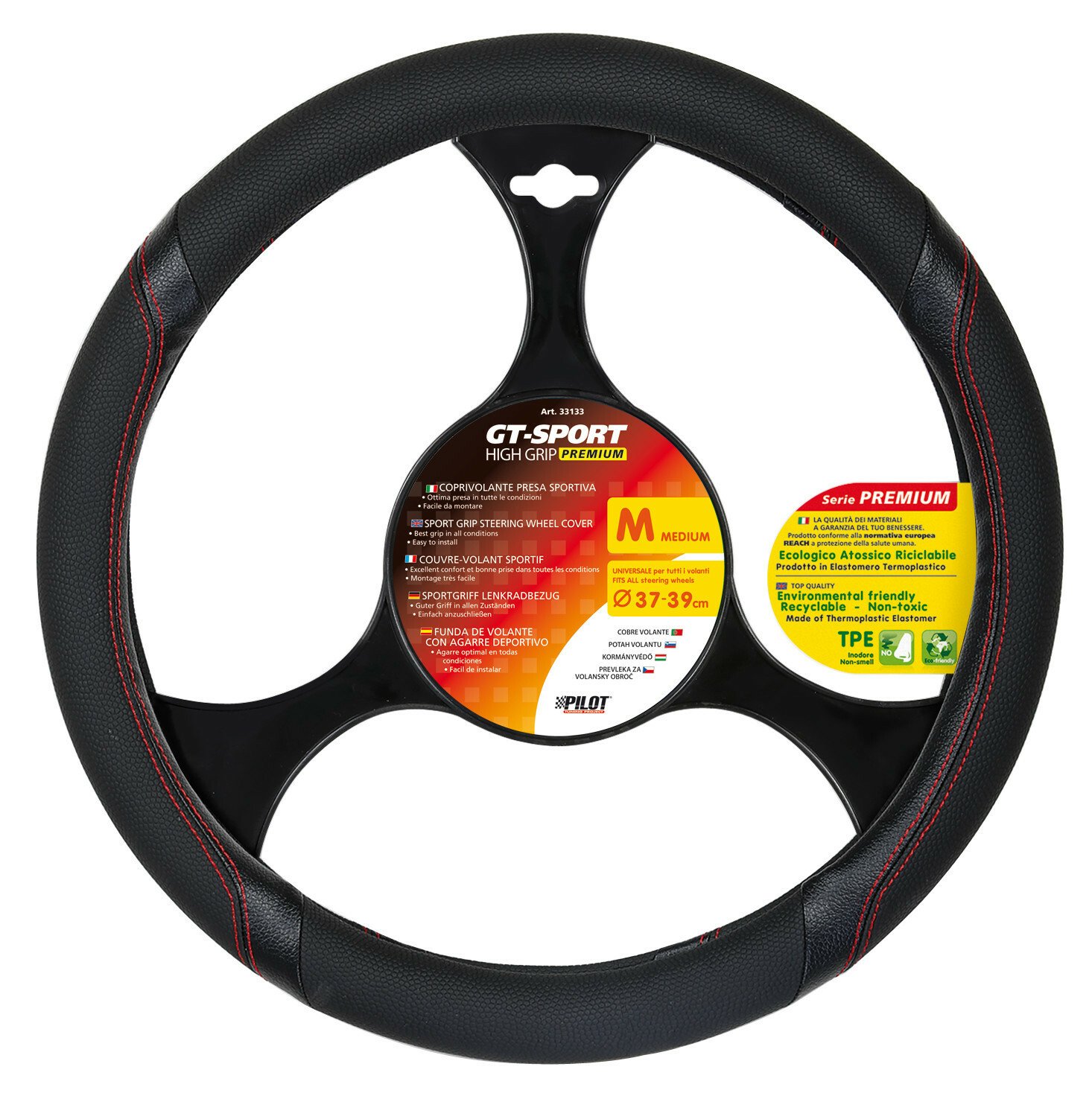 GT-Sport, TPE sport grip steering wheel cover - M - Ø 37/39 cm thumb