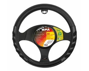 Spa leatherette steering wheel cover - M - Ø 37/39 cm - Black/Grey