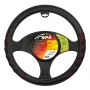 Spa leatherette steering wheel cover - M - Ø 37/39 cm - Black/Red
