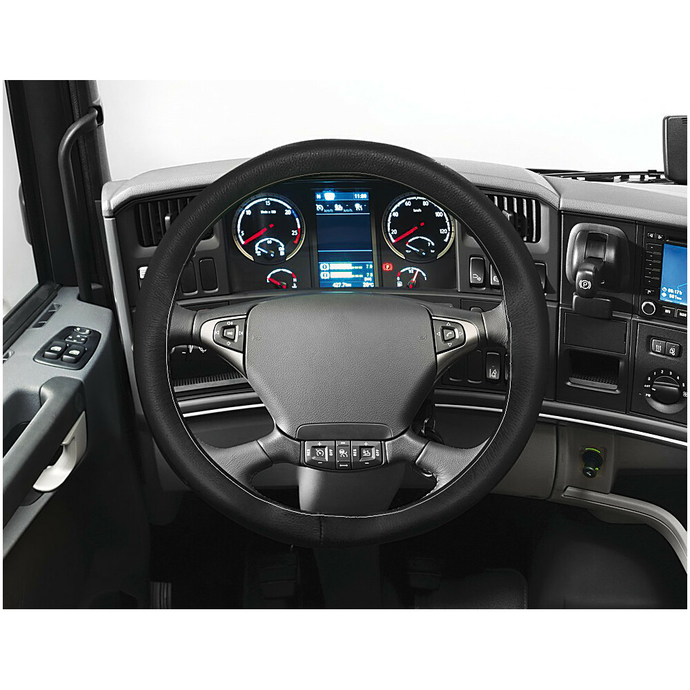 Premium Truck, leather steering wheel cover - M - Ø 44/46 cm - Black thumb