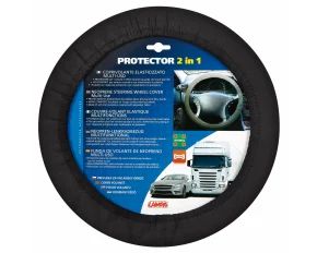 Protector 2 in 1, elasticized steering wheel cover - Black