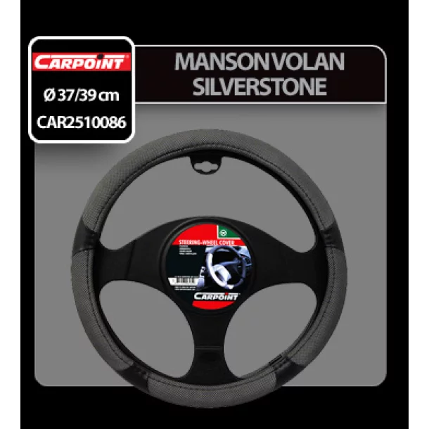 Carpoint, steering wheel cover Silverstone - M - Ø 37/39 cm - Grey/Black