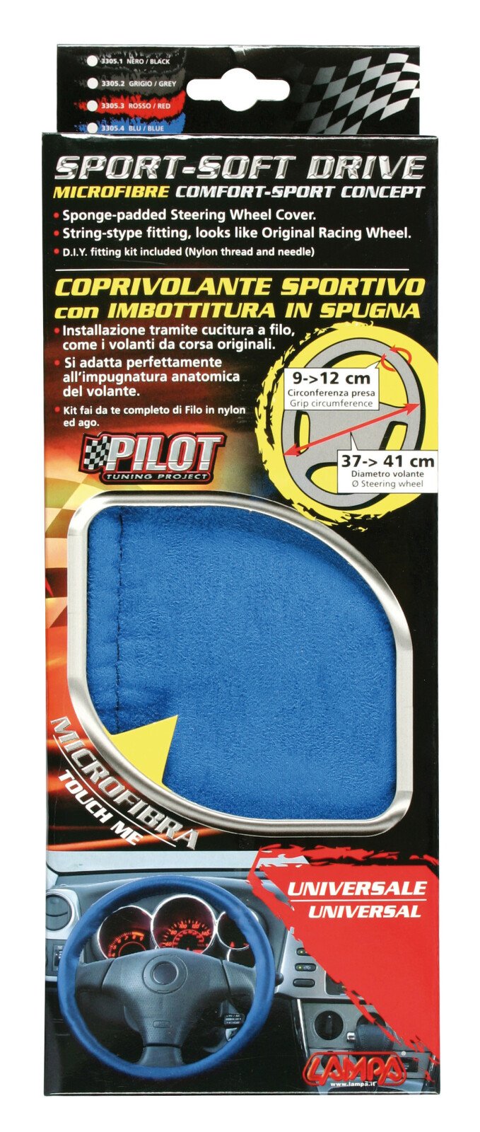 Sport soft drive, steering wheel cover - U - Ø 37/41cm - Blue thumb