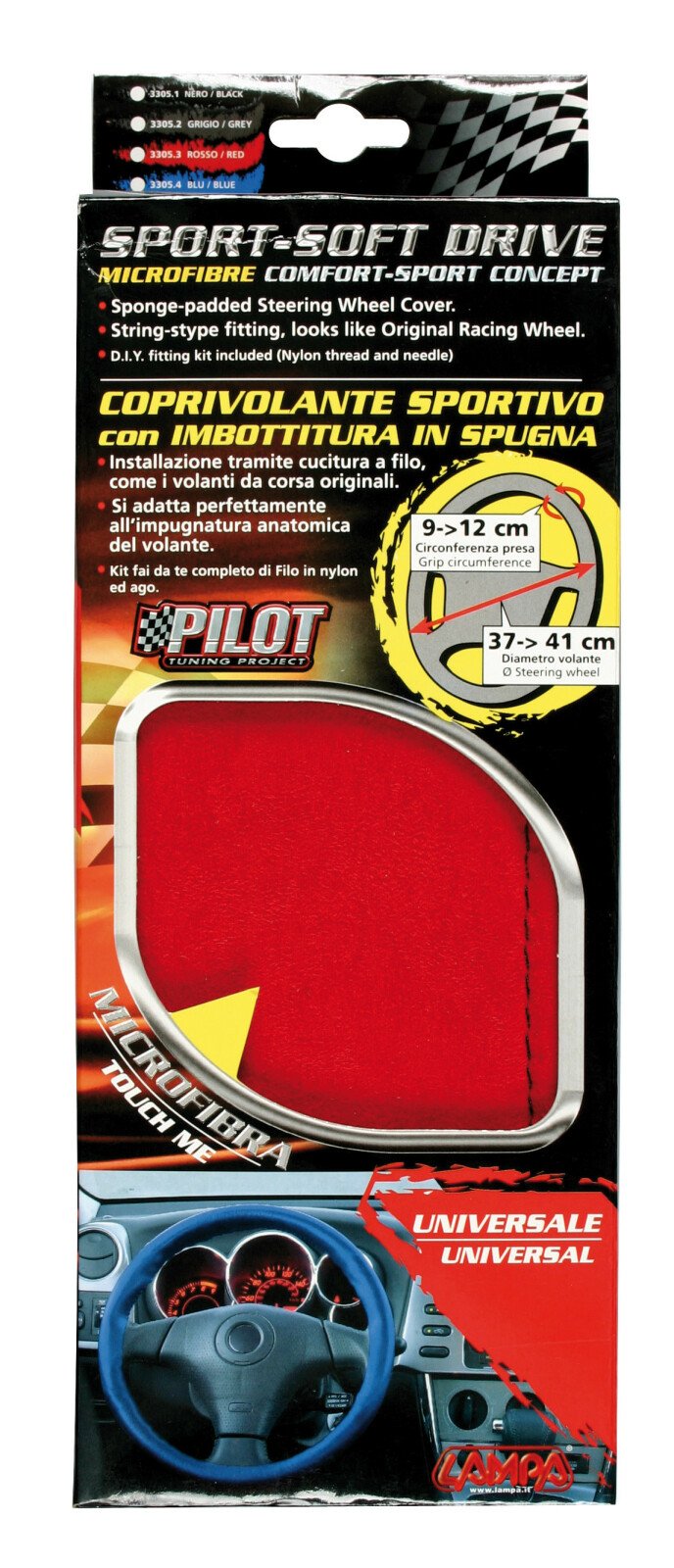 Sport soft drive, steering wheel cover - U - Ø 37/41cm - Red thumb