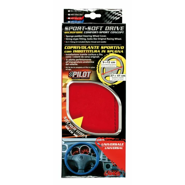 Sport soft drive, steering wheel cover - U - Ø 37/41cm - Red