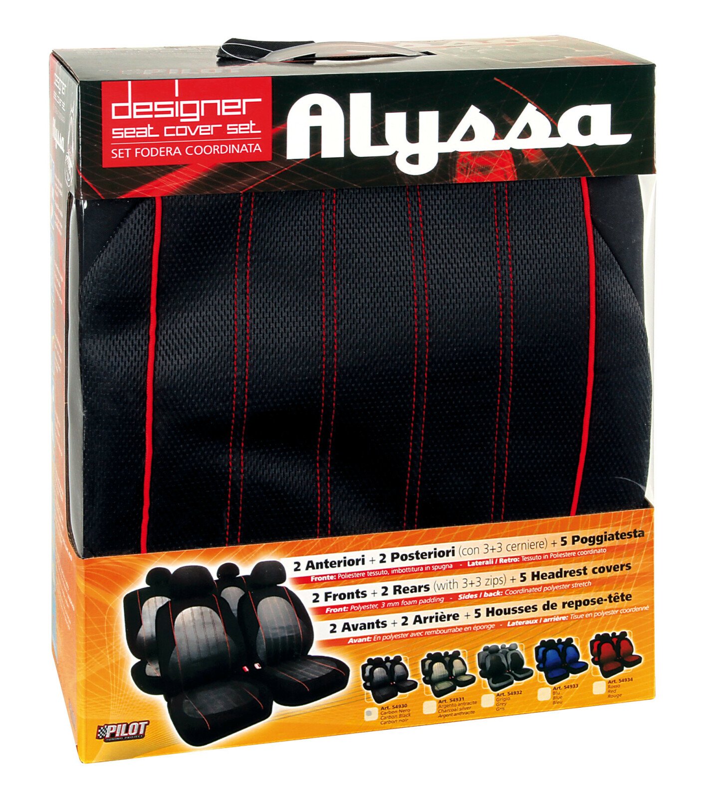 Alyssa seat covers 9pcs - Black thumb
