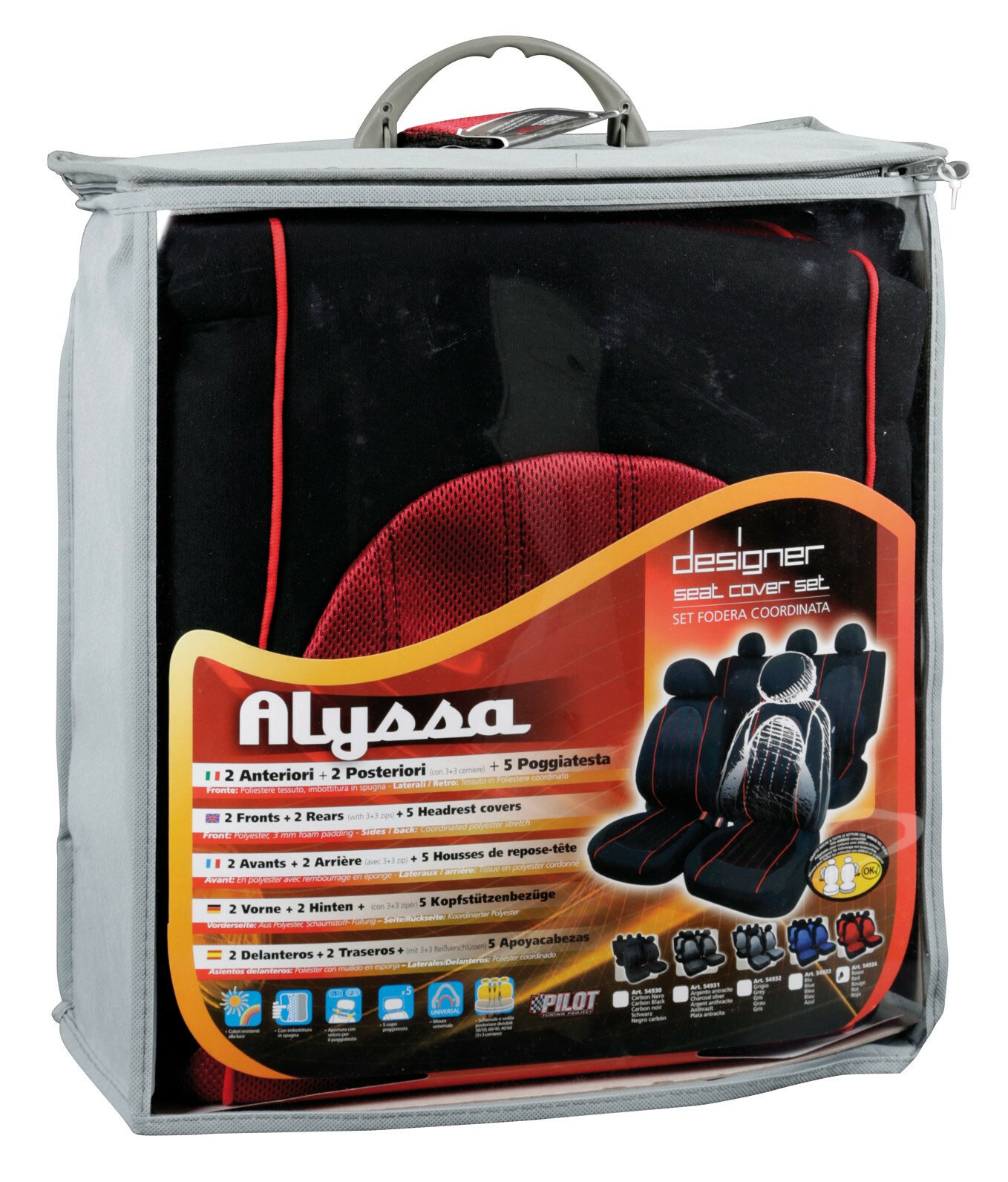 Alyssa seat covers 9pcs - Red thumb