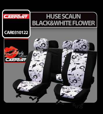 Black & White Flower seat covers 9pcs thumb