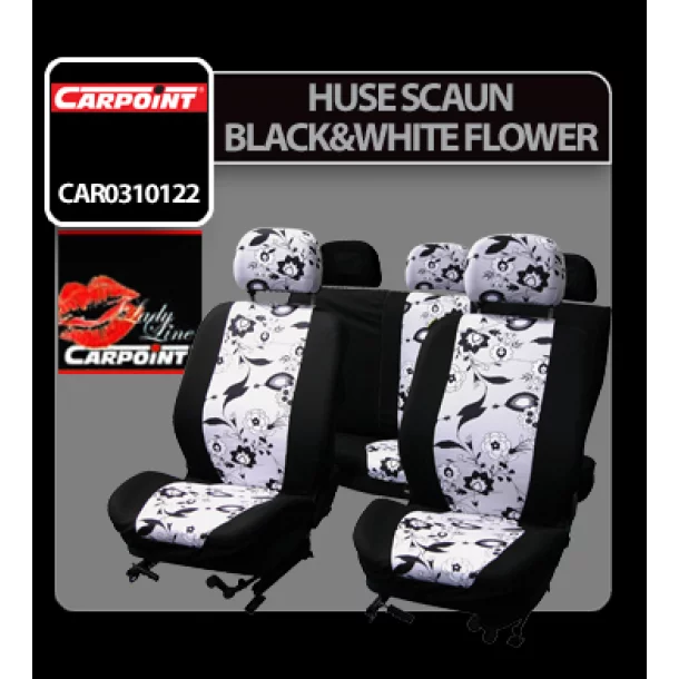 Black &amp; White Flower seat covers 9pcs