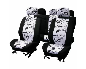 Huse scaun Black &amp; White Flower 9buc