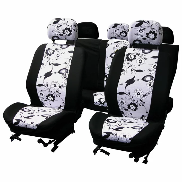 Black &amp; White Flower seat covers 9pcs