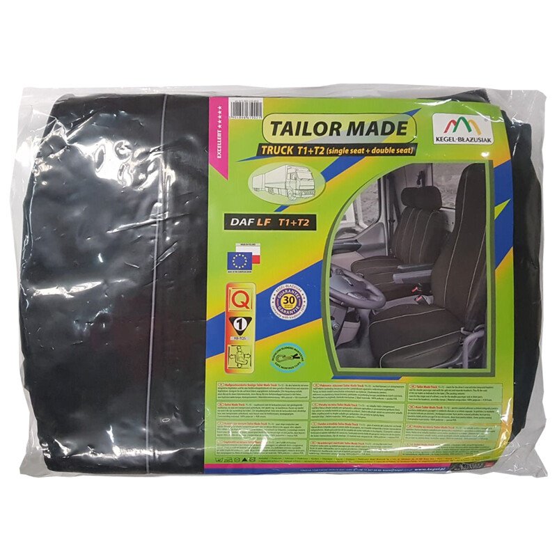 Tailor made truck seat covers DAF LF set of 1+2 seats - Black/Gray thumb