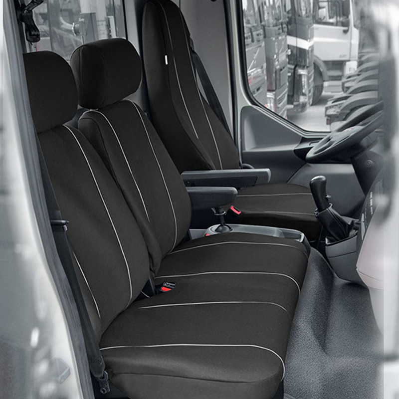 Tailor made truck seat covers DAF LF set of 1+2 seats - Black/Gray thumb