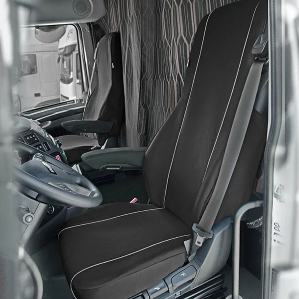 Tailor made truck seat covers DAF XF set of 1+1 seats - Black/Gray