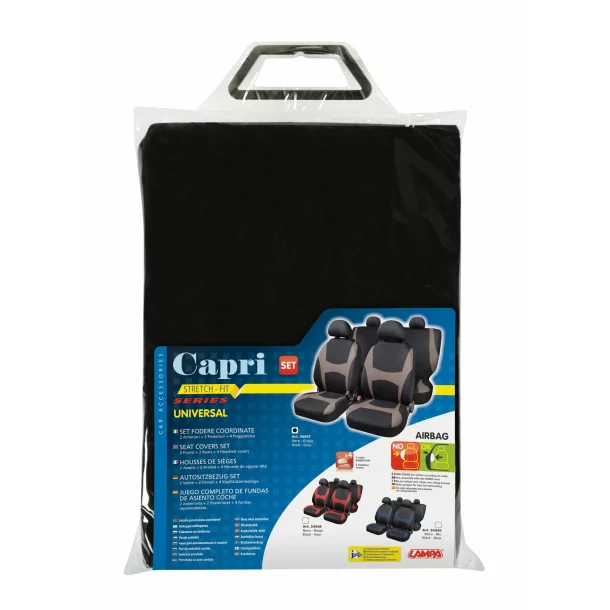 Capri stretch-fit seat covers 8pcs - Black/Grey