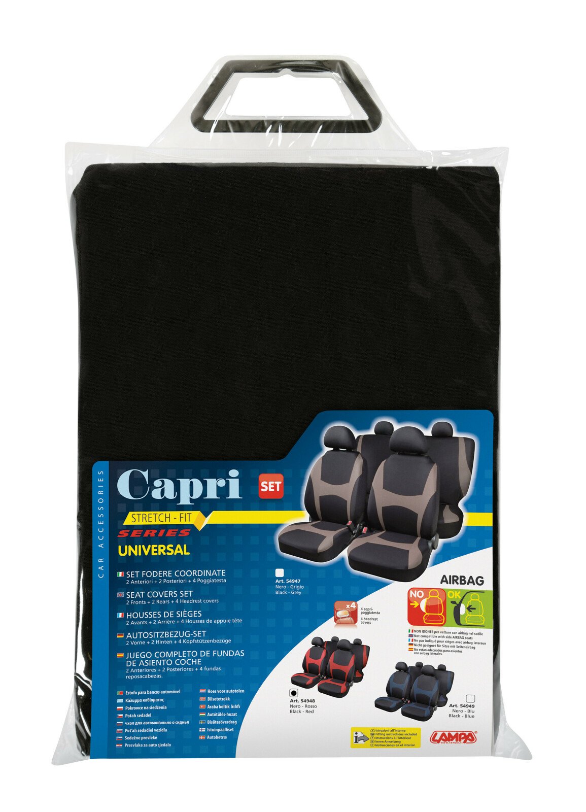 Capri stretch-fit seat covers 8pcs - Black/Red thumb