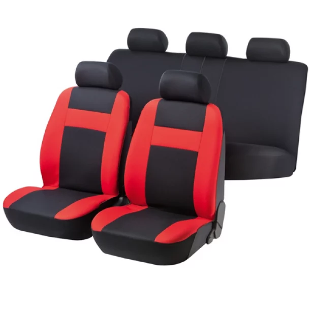 Huse scaun Car Comfort 12buc - Negru/Rosu