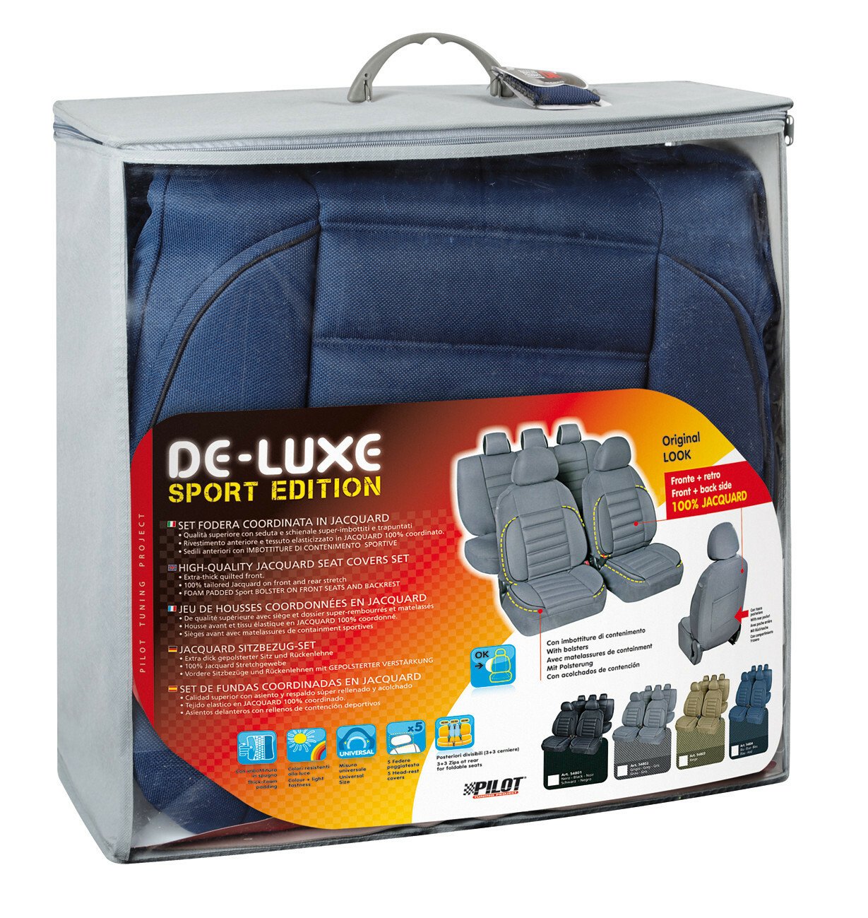 De-Luxe Sport Edition kiváló minőségű jacquard üléshuzat 9db - Kék thumb