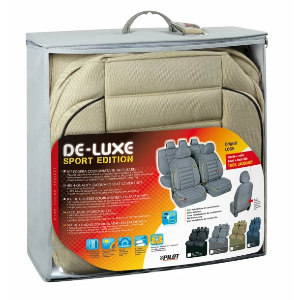 De-Luxe Sport Edition kiváló minőségű jacquard üléshuzat 9db - Bézs