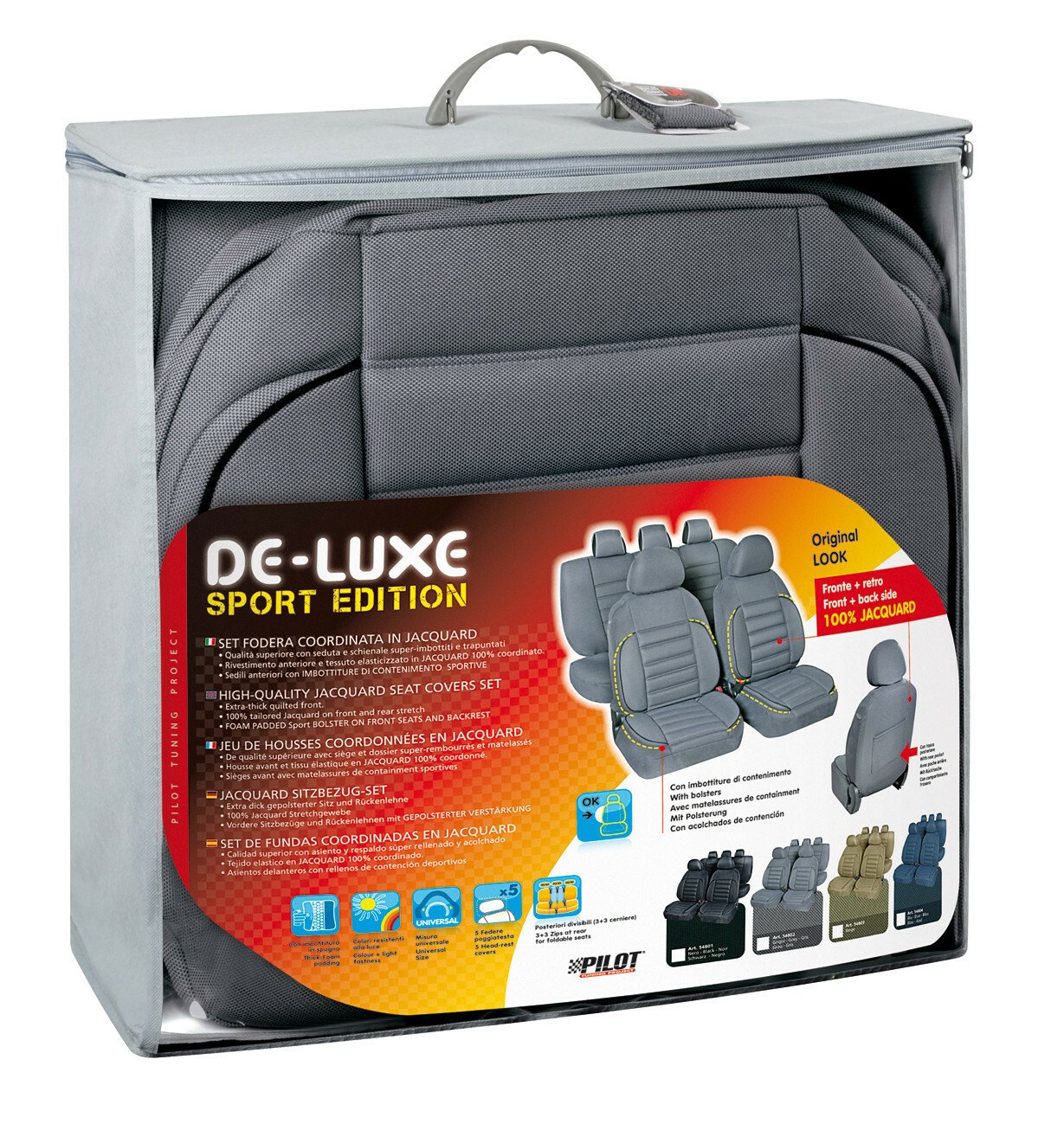 De-Luxe Sport Edition kiváló minőségű jacquard üléshuzat 9db - Szürke thumb
