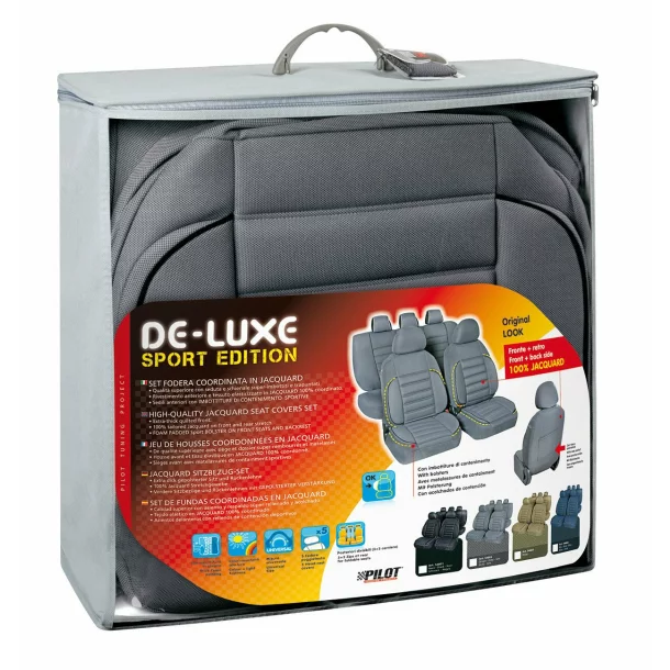 De-Luxe Sport Edition kiváló minőségű jacquard üléshuzat 9db - Szürke