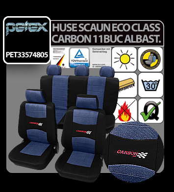 Eco Class Carbon, seat cover set 11pcs - Blue thumb