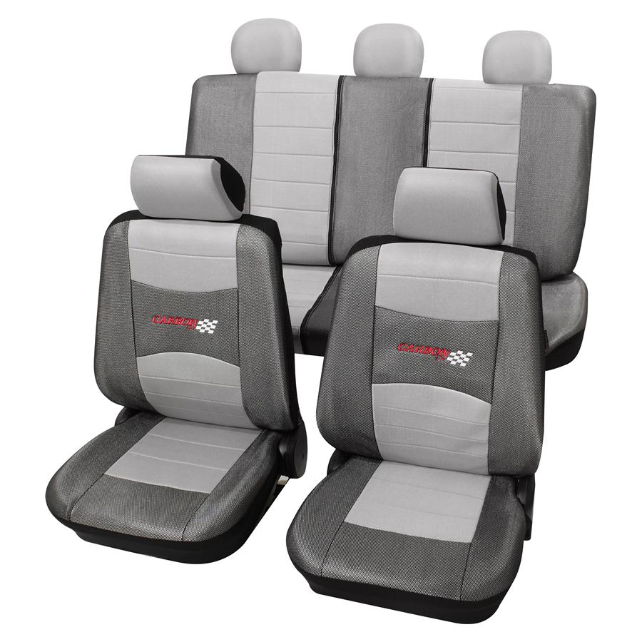 Eco Class Carbon, seat cover set 11pcs - Silver thumb
