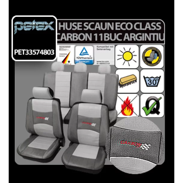 Huse scaun Eco Class Carbon set 11buc - Argintiu
