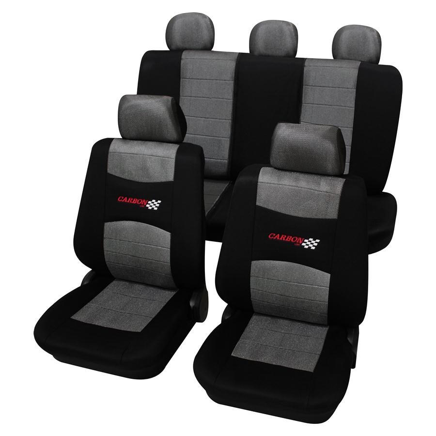 Eco Class Carbon, seat cover set 11pcs - Black thumb