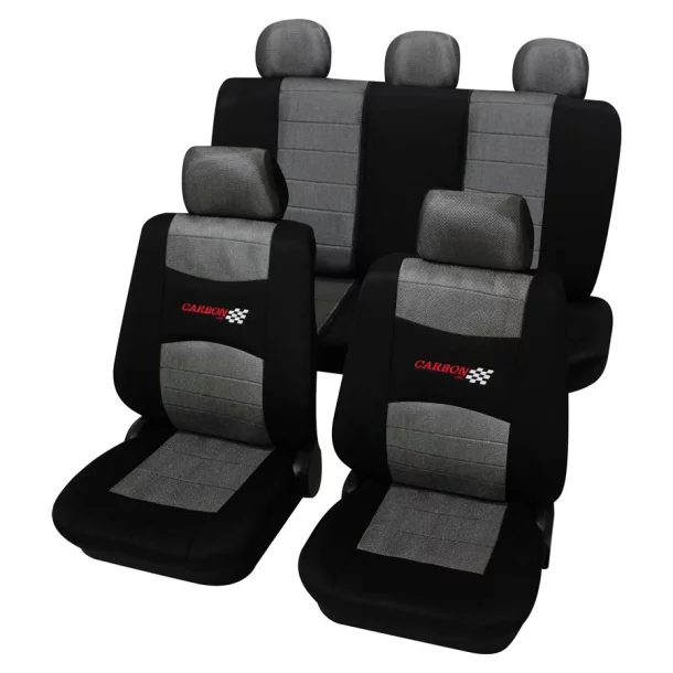 Eco Class Carbon, seat cover set 11pcs - Black