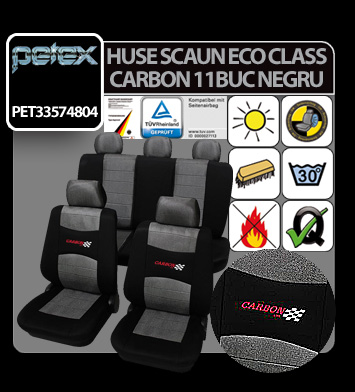 Eco Class Carbon, seat cover set 11pcs - Black thumb