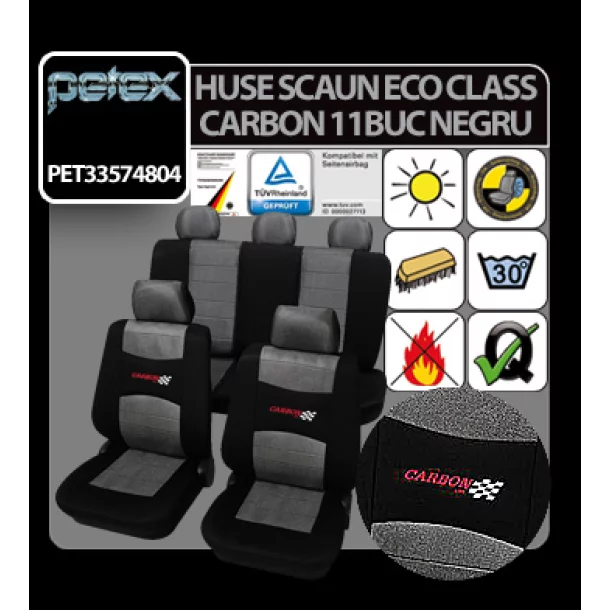 Huse scaun Eco Class Carbon set 11buc - Negru