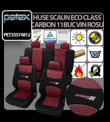 Eco Class Carbon, seat cover set 11pcs - Wine Red thumb