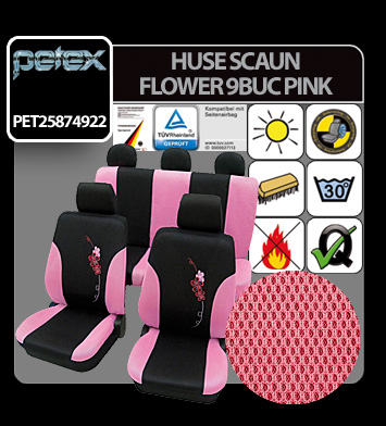 Eco Class Flower, seat cover set 17pcs - Pink thumb