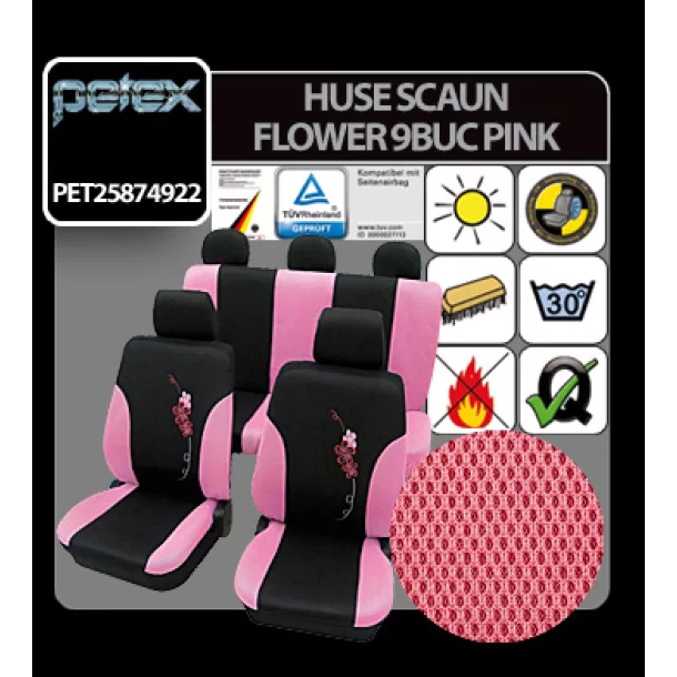Eco Class Flower, seat cover set 17pcs - Pink