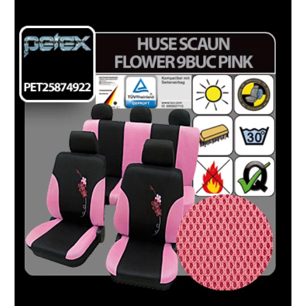 Huse scaun Eco Class Flower set 17buc - Pink