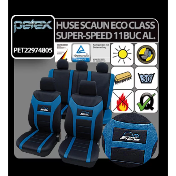 Huse scaun Eco Class Super-Speed set 11buc - Albastru