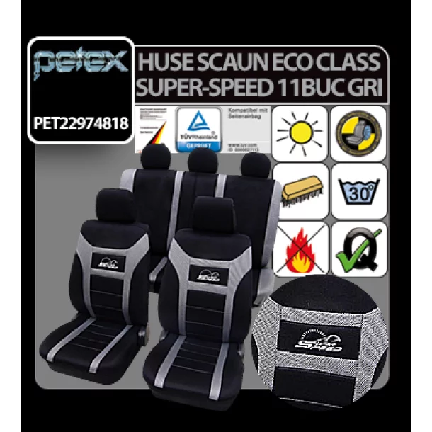 Huse scaun Eco Class Super-Speed set 11buc - Gri
