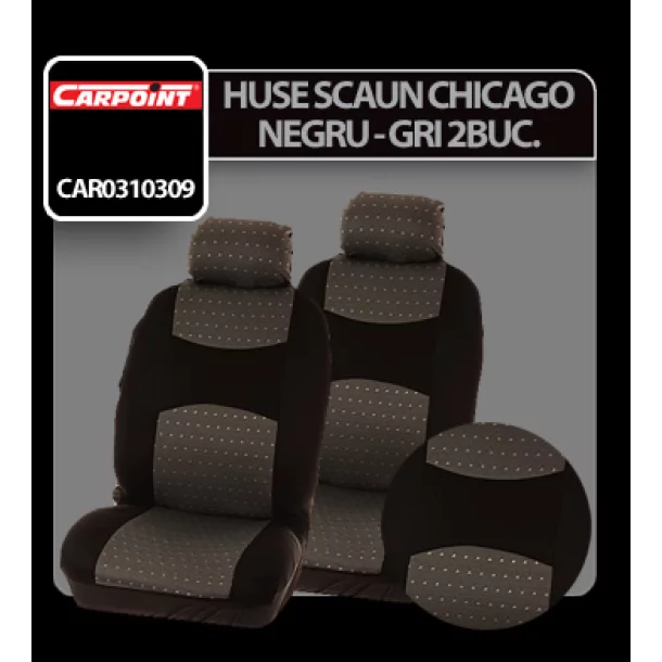 Carpoint Chicago, front seat covers 2pcs - Black/Grey