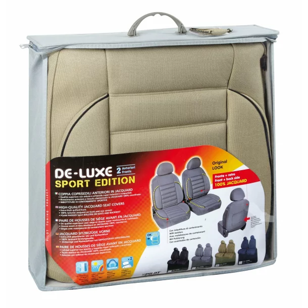 Huse scaun fata De-Luxe Sport Edition jacquard high-quality 2buc - Bej