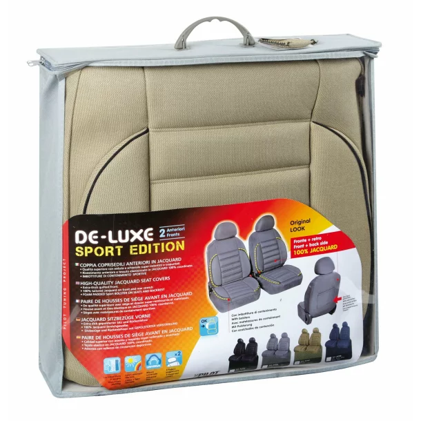 De-Luxe Sport Edition, high-quality front seat covers - Beige