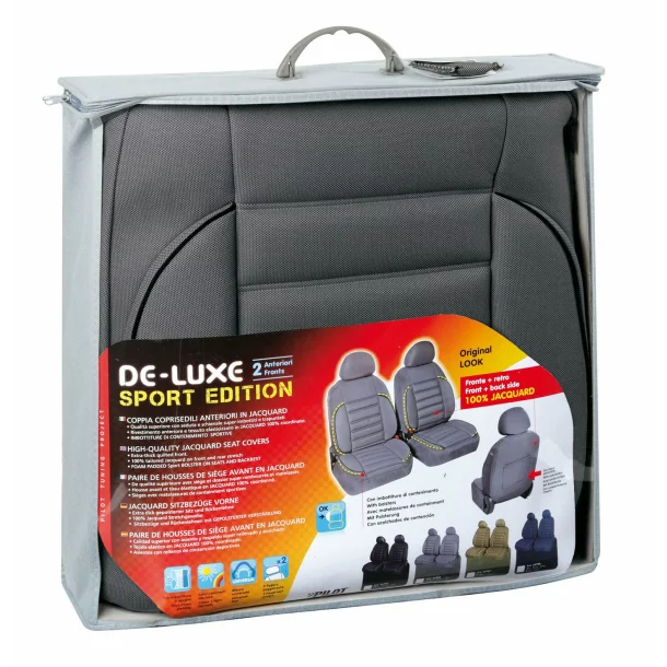Huse scaun fata De-Luxe Sport Edition jacquard high-quality 2buc - Gri