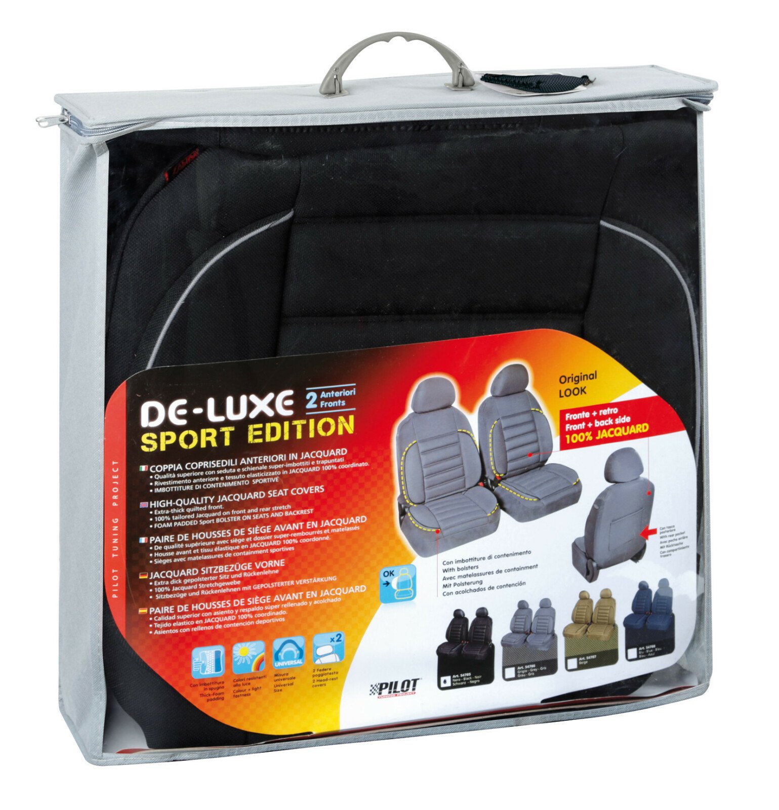 De-Luxe Sport Edition kiváló minőségű jacquard üléshuzat 2db - Fekete thumb