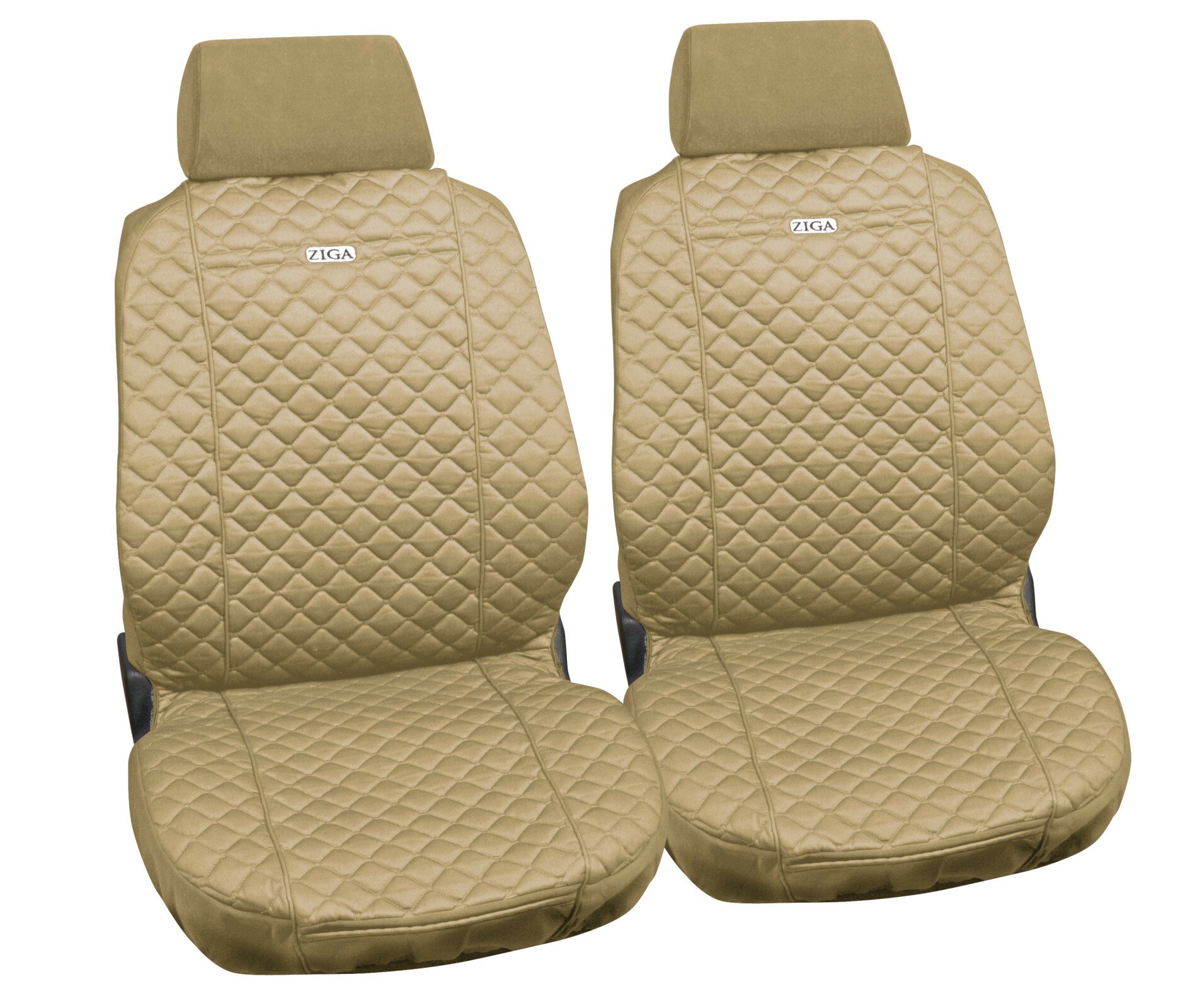 Ziga, pair of high-quality cotton front seat covers - Beige thumb
