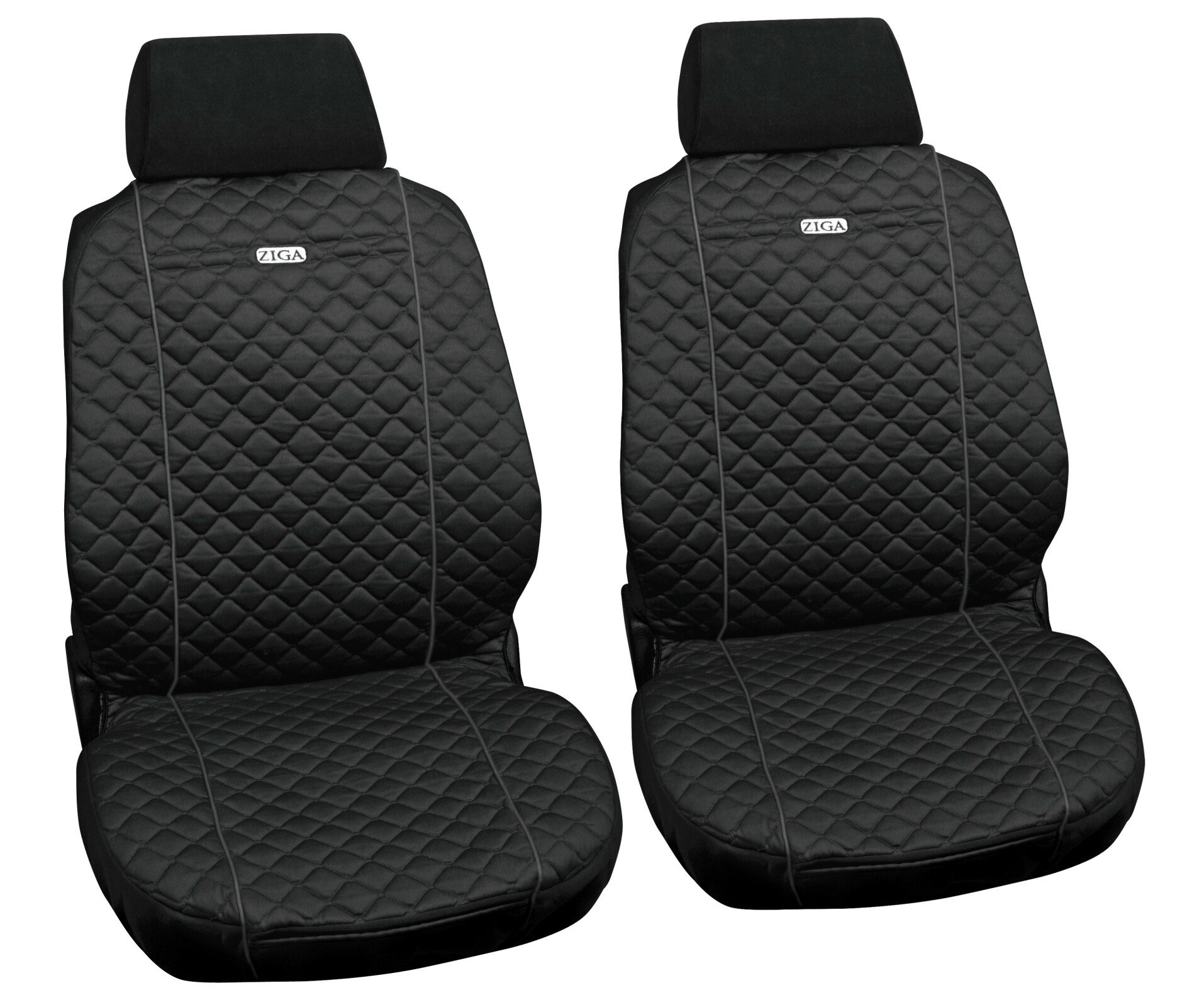 Ziga, pair of high-quality cotton front seat covers - Black thumb