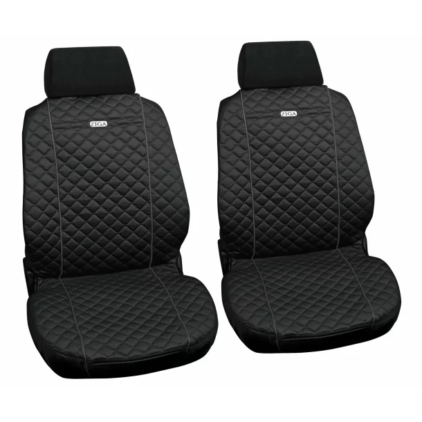 Ziga, pair of high-quality cotton front seat covers - Black