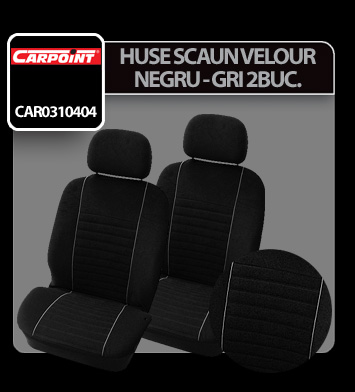 Carpoint Velours, front seat covers 2pcs - Black/Grey thumb